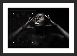 Часы-картина с паспарту в черном багете 50х70 CAS(218)